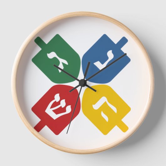 4つのdreidel 壁時計 (正面)