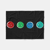 4つのGroovyボタンブルーキャットおもしろいハロウィンカスタム フリースブランケット (正面(横))