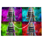 4つのsci玩具ロボット赤い緑の青い紫の銀河系 ラージペーパーバッグ (正面)