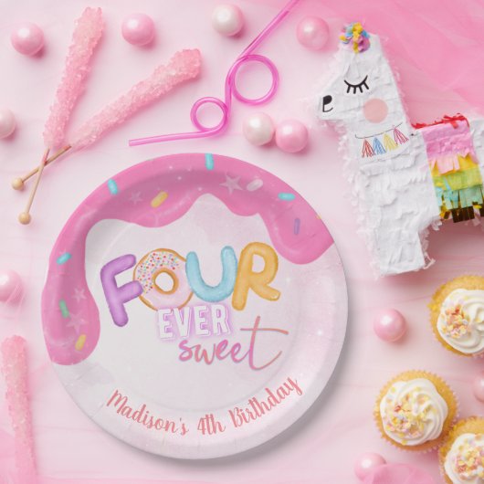 4つはとても甘いピンクのつや消し ペーパープレート (パーティー)