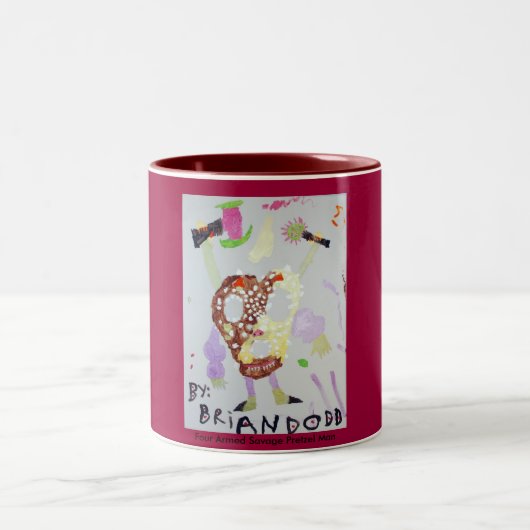 4つは野蛮なプレッツェルの人の特大マグを武装させました ツートーンマグカップ (中央)