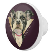 4つを絵を描いている"子犬"はピット・ブル犬の水彩画を注目します セラミックノブ (右)