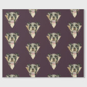 4つを絵を描いている"子犬"はピット・ブル犬の水彩画を注目します ラッピングペーパー (フラット)