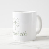 4つパーソナライズされたの葉クローバー専門マグカップ – Cust ジャンボコーヒーマグカップ (正面右)