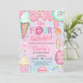 4つ取得できない甘い女の子4th誕生日招待状。 招待状 (スタンド正面)