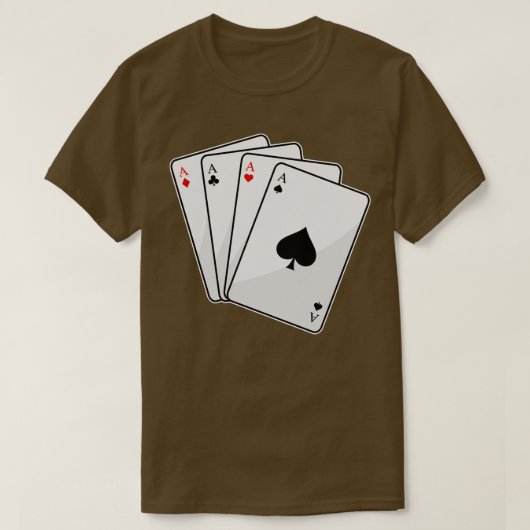 4つ星のカードのトランプのポーカー Tシャツ (デザイン正面)