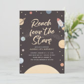 4つ星の宇宙に到達4歳の誕生日 招待状 (スタンド正面)