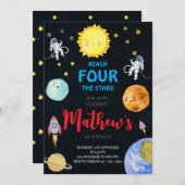 4つ星の宇宙誕生日会にリーチ 招待状 (正面/裏面)