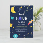 4つ星4歳の誕生日に達する 招待状 (スタンド正面)