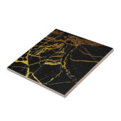 4つ目の金ゴールドベイン付き黒大理フェイク石4.5インチ/6インチ タイル (側面)