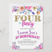 4と女ファンシーの子フローラ4th誕生日 招待状 (正面)