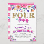 4と女ファンシーの子フローラ4th誕生日 招待状 (正面/裏面)