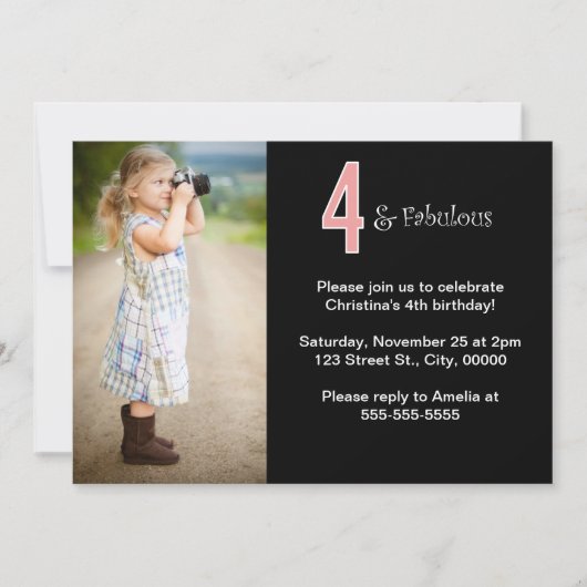 4と素晴らしいカスタム誕生日 招待状 (正面)