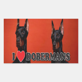 4のシート – I Love Doberman Stickers 長方形シール