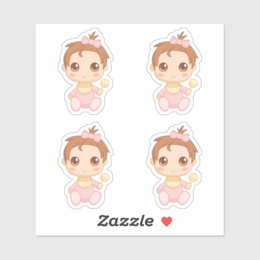 4の女の赤ちゃんのピンクのジャンプスーツセット シール (シート)