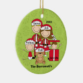 4の家族と犬のクリスマス装飾付き セラミックオーナメント (右)