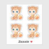 4の男の赤ちゃんの女の子くまのジャンプスーツセット シール (シート)