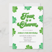 4はチャームグリーンクローバー4th誕生日パーティー 招待状 (正面)