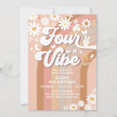 4はバイブス グルーヴィー4thデイジーレインボー誕生日 招待状 (正面)