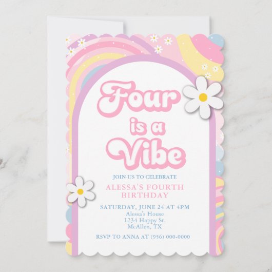 4はビバ・グルーヴィー・レトロガール パステルカラー 招待状 (正面)
