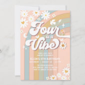 4はヴィベパステルブルー赤面4th誕生日 招待状 (正面)