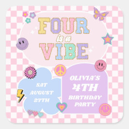 4はVibeパッ名門私立校風のチ4th誕生日パーティー スクエアシール