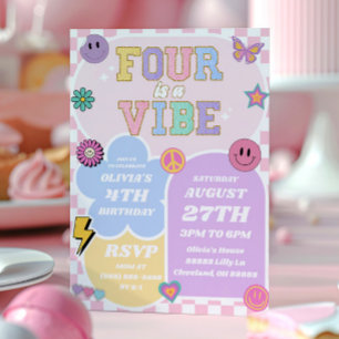 4はVibeパッ名門私立校風のチ4th誕生日パーティー 招待状