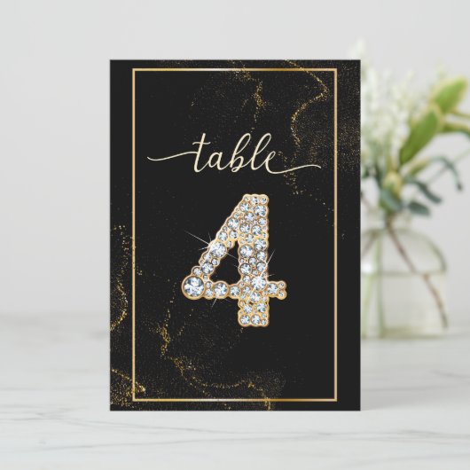 4ひしエレガント形の印刷可能なテーブル番号 招待状 (スタンド正面)