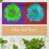 4ひまわりカラフル花4マスLt Org DIY名 キッチンタオル (折り畳み)