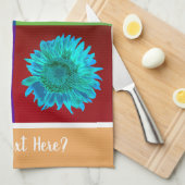 4ひまわりカラフル花4マスLt Org DIY名 キッチンタオル (四つ折り)