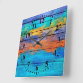 #4を絵を描くヴィンテージ木抽象芸術 スクエア壁時計 (傾斜)