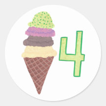4アイスクリーム誕生日シール
