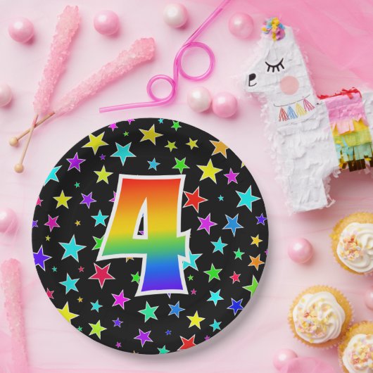 4イベント: はっきりした,おもしろい, カラフル Rainbow 4 ペーパープレート (パーティー)