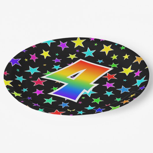 4イベント: はっきりした,おもしろい, カラフル Rainbow 4 ペーパープレート (アングル)
