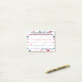 4インチx 3インチ愛国的な青と赤の星とストライプ ポストイット (デスク上)