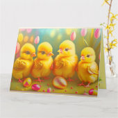 4イースターチキン&フラワーコレクション カード (黄色い花)
