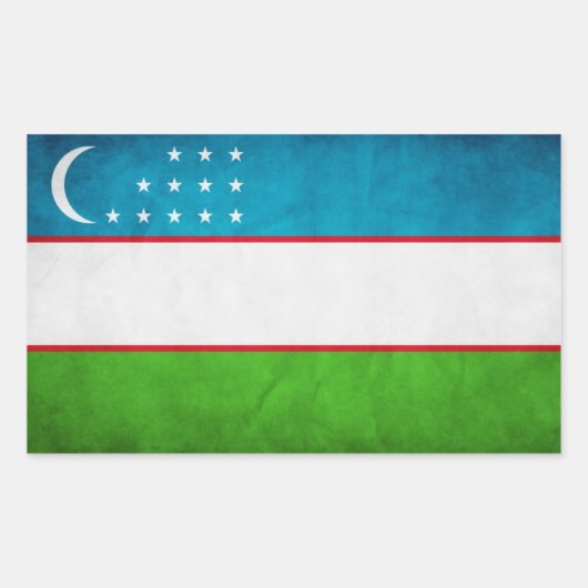 4ウズベキスタン国旗 長方形シール (正面)