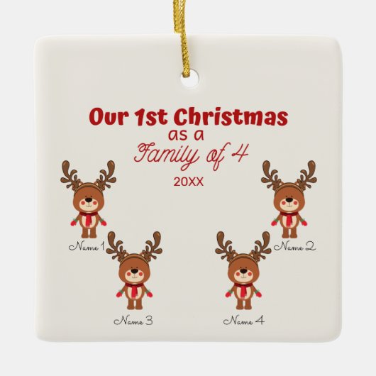 4オーナメントの家族としての最初のクリスマス セラミックオーナメント (正面)