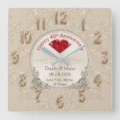 4カスタマイズ十結婚周年記念時計 スクエア壁時計 (正面)