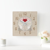 4カスタマイズ十結婚周年記念時計 スクエア壁時計 (ホーム)