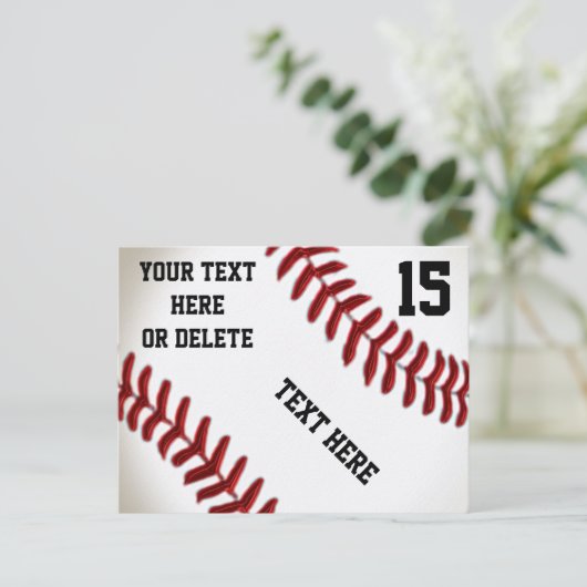 4カスタムつの文字箱を持つ野球はがき ポストカード (スタンド正面)