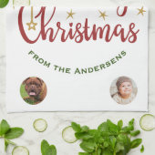 4カスタム写真🎄ホリデーギフト キッチンタオル (折り畳み)