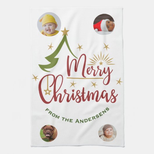 4カスタム写真🎄ホリデーギフト キッチンタオル (縦)