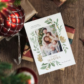 4カスタム枚フォトハッピーホリデーフローラフレームカード 招待状