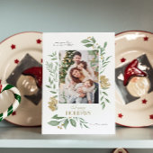 4カスタム枚フォトハッピーホリデーフローラフレームカード 招待状