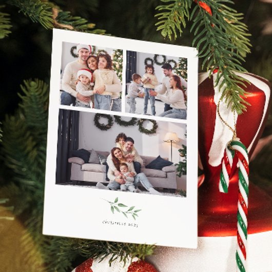 4カスタム枚フォトハッピーホリデーフローラフレームカード 招待状