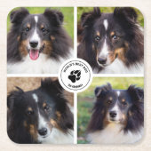4カスタム枚ペット写真コラージュテンプレート&文字 スクエアペーパーコースター (正面)