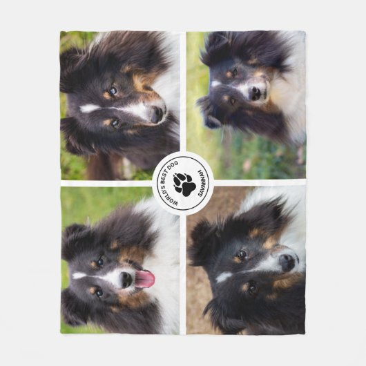 4カスタム枚ペット写真コラージュテンプレート&文字 フリースブランケット (正面)