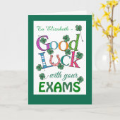 4カスタム葉のクローバー試験で幸運を祈る カード (黄色い花)