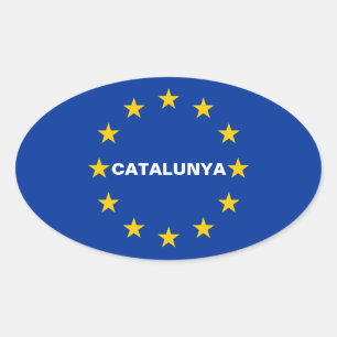 4カタロニア"Catalunya"の欧州連合の旗 楕円形シール